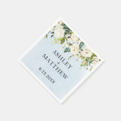 Blaue Wasserfarbe Weiße Rose Elegante Hochzeit Nap Serviette (Ecke)