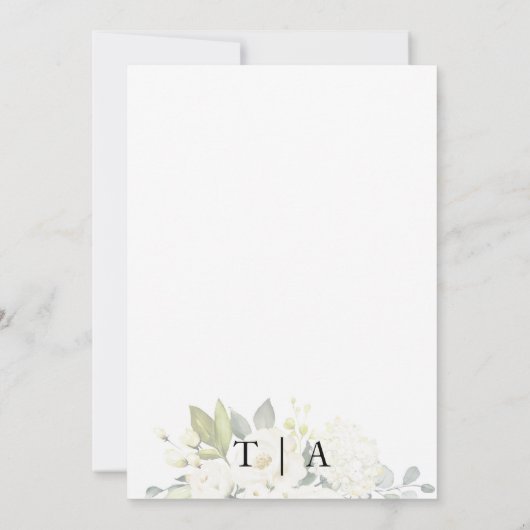 Blaue Wasserfarbe Weißer Rosen Hochzeitsfeier Einladung (Rückseite)