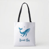 Blaue Wasserfarbe Whale, Inspirationswunder-Zitat Tasche (Vorderseite)