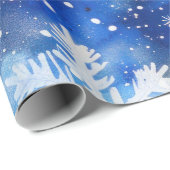 Blaue Wasserfarbe Winter Schneeflocken Geschenkpapier (Rolleneckpunkt)
