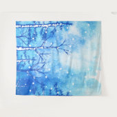 Blaue Wasserfarbe Winterlandschaft Wandteppich (Vorderseite (Horizontal))