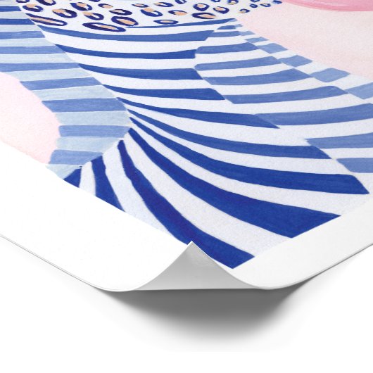 Blaue Wasserfarbe Zebra Tierblasen Kaublase Poster (Ecke)