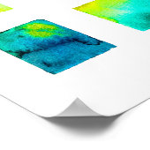 Blaue Wasserfarben-Abstraktion mit Quadraten Poster (Ecke)