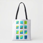 Blaue Wasserfarben-Abstraktion mit Quadraten Tasche (Vorderseite)