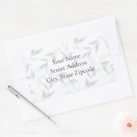 Blaue Wasserfarben-Blätter - Muster Rechteckiger Aufkleber (Umschlag)