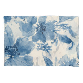 Blaue Wasserfarben-Blumen-Botanik Whimsical Kissenbezug