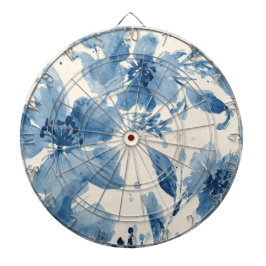 Blaue Wasserfarben-Blumen-Botanisch-Whimsical Dartscheibe