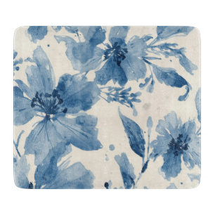Blaue Wasserfarben-Blumen-Botanisch-Whimsical Schneidebrett