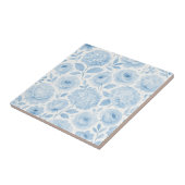 Blaue Wasserfarben-Blumenmuster Fliese (Seite)