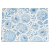 Blaue Wasserfarben-Blumenmuster Große Geschenktüte (Vorderseite)