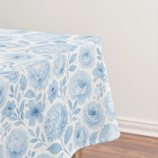 Blaue Wasserfarben-Blumenmuster Tischdecke (Beispiel)