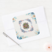 Blaue Wasserfarben-Blüte Quadratischer Aufkleber (Umschlag)