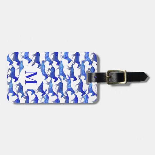 Blaue Wasserfarben Gepäckanhänger (Vorderseite horizontal)