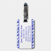 Blaue Wasserfarben Gepäckanhänger (Rückseite vertikal)