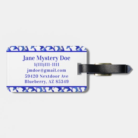 Blaue Wasserfarben Gepäckanhänger (Rückseite horizontal)