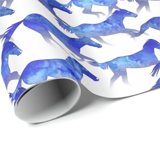 Blaue Wasserfarben Geschenkpapier (Rolleneckpunkt)