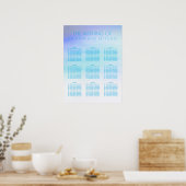 Blaue Wasserfarben Hochzeitskarte Poster (Küche)