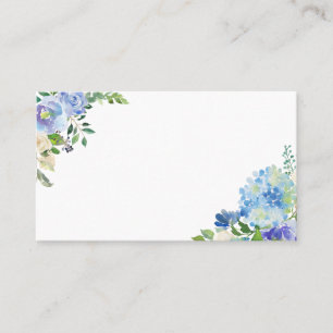 Blaue Wasserfarben Hydrangeas und Rose Platzkarte