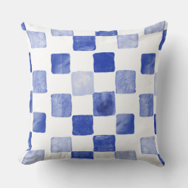 Blaue Wasserfarben-Kissen Kissen