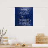 Blaue Wasserfarben-Libellen 8 Tischsitze c2 Poster (Küche)