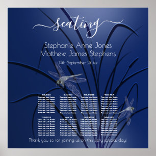 Blaue Wasserfarben-Libellen 8 Tischsitze c2 Poster