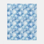 Blaue Wasserfarben mit Schneeflocken Fleecedecke (Vorderseite)