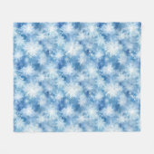Blaue Wasserfarben mit Schneeflocken Fleecedecke (Vorderseite (Horizontal))