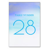 Blaue Wasserfarben Moderne elegante Tischnummer (Rückseite)