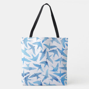 Blaue Wasserfarben-Muster Tasche