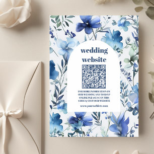 Blaue Wasserfarben-Periwinkle-Wildblumen Hochzeit Einladung