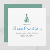 Blaue Wasserfarben-Pinienbäume Einladung (Vorne/Hinten)