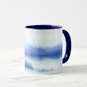 Blaue Wasserfarben Pinienbäume mit blauer Innenein Tasse (VorderseiteRechts)