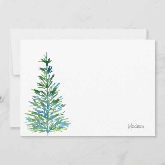Blaue Wasserfarben-Pinienbäume Mitteilungskarte (Vorderseite)