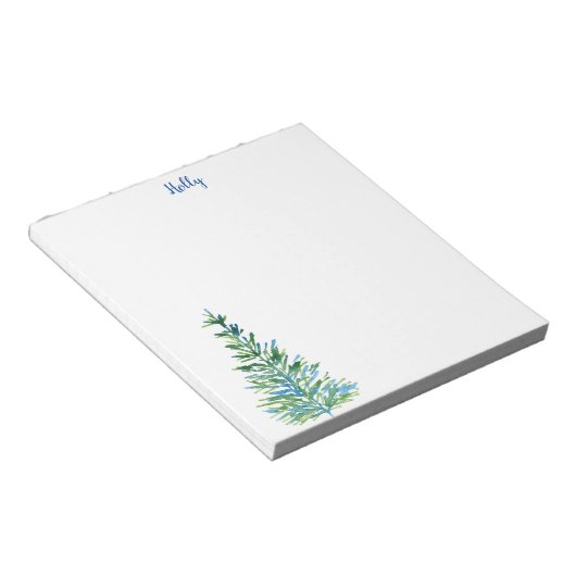 Blaue Wasserfarben-Pinienbäume Notizblock (angewinkelt)