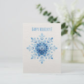 Blaue Wasserfarben-Schneeflocke, Weihnachten  (Stehend Vorderseite)