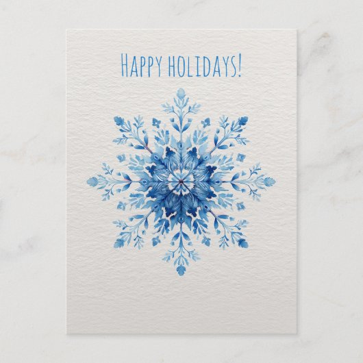 Blaue Wasserfarben-Schneeflocke, Weihnachten  (Vorderseite)