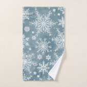 Blaue Wasserfarben-Schneeflocken Winter Badhandtuch Set (Handtuch)