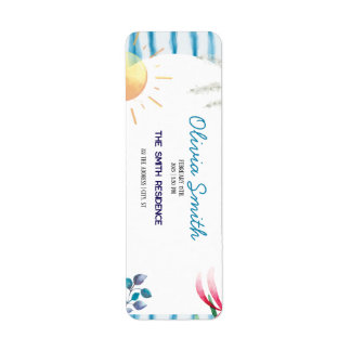 Blaue Wasserfarben-Streifen Coastal Boho Baby Show