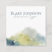 Blaue Wasserfarben-Typografie Quadratische Visitenkarte (Vorderseite)
