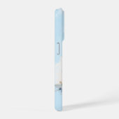 Blaue Wasserfarben-Wasch-Personalisierung mit Name iPhone Hülle (Rechte Seite)