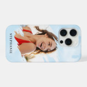 Blaue Wasserfarben-Wasch-Personalisierung mit Name iPhone Hülle (Rückseite (Horizontal))