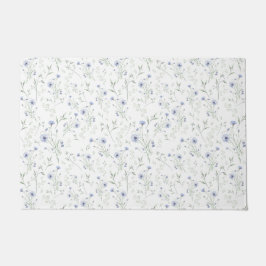 Blaue Wasserfarben-Wildblume im Salbeiton Fußmatte