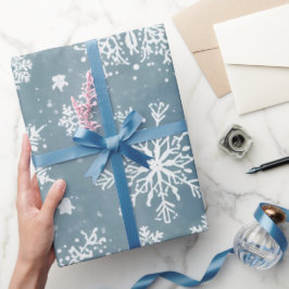 Blaue Wasserfarben-Winter-Schneeflocken-Feiertag Geschenkpapier