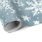 Blaue Wasserfarben-Winter-Schneeflocken-Feiertag Geschenkpapier (Rolleneckpunkt)