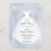 Blaue Wasserfarbenbrille Gown-Brautparty Einladung (Vorne/Hinten)