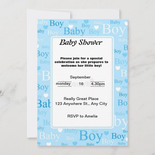 Blaue Wasserfarbendusche Einladung (Vorderseite)