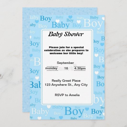 Blaue Wasserfarbendusche Einladung (Vorne/Hinten)