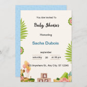 Blaue Wasserfarbendusche Einladung (Vorne/Hinten)