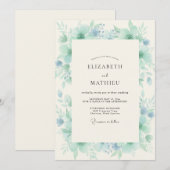 Blaue Wasserfarbene Hochzeit Einladung (Vorne/Hinten)