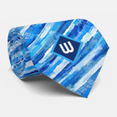 Blaue Wasserfarbene Streifen Krawatte (Gerollt)